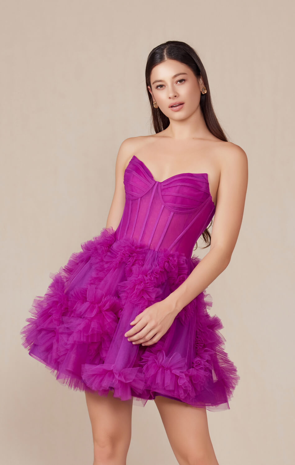 Yvonne Mini Dress Ruffle Tulle Cocktail Dress