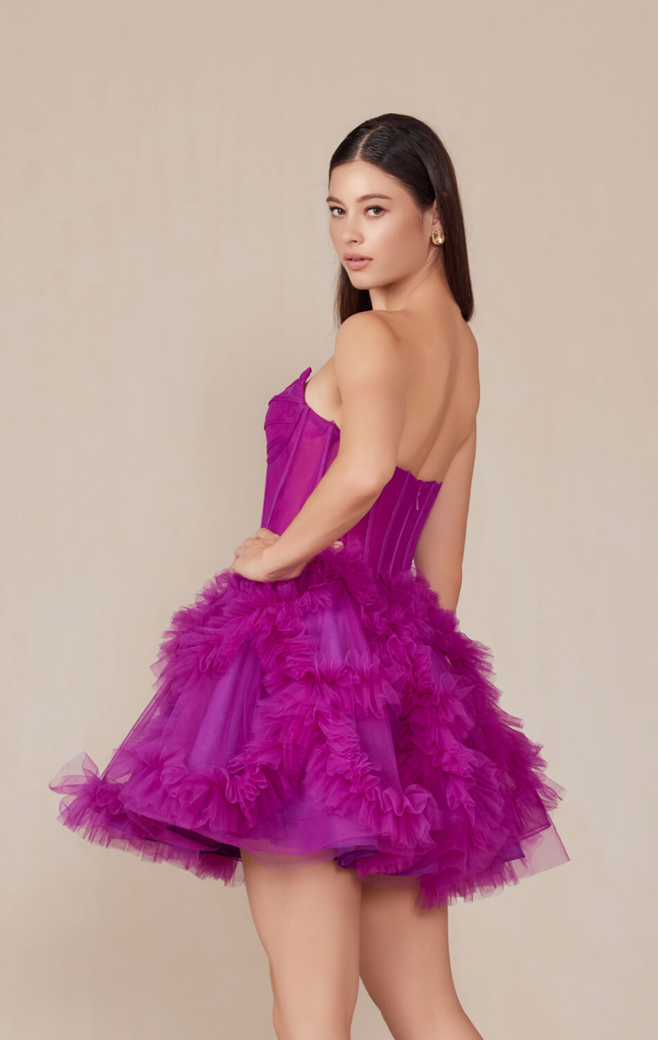 Yvonne Mini Dress Ruffle Tulle Cocktail Dress