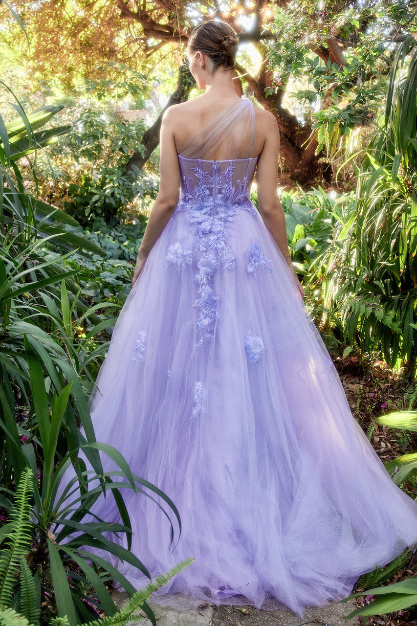 A1053 Leila One Shoulder A- Tulle Gown Andrea & Leo