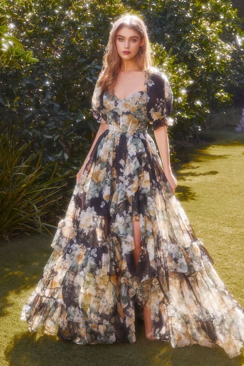 A1336 Corset Dress with Puff Sleeves Andrea & Leo