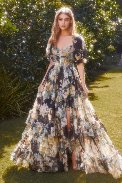 A1336 Corset Dress with Puff Sleeves Andrea & Leo