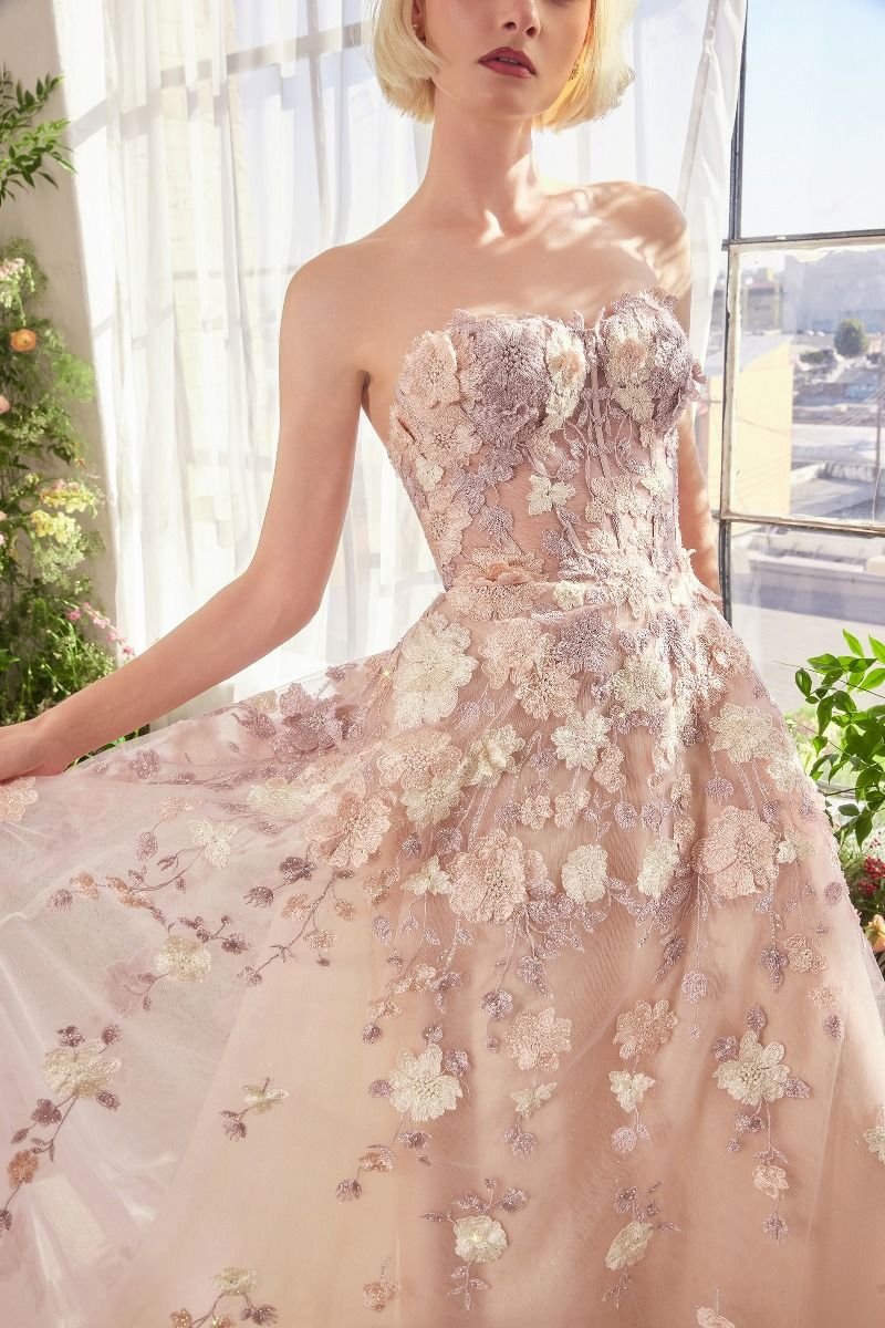 A1453 SPRING FLORAL APPLIQUÉ A- GOWN Andrea & Leo