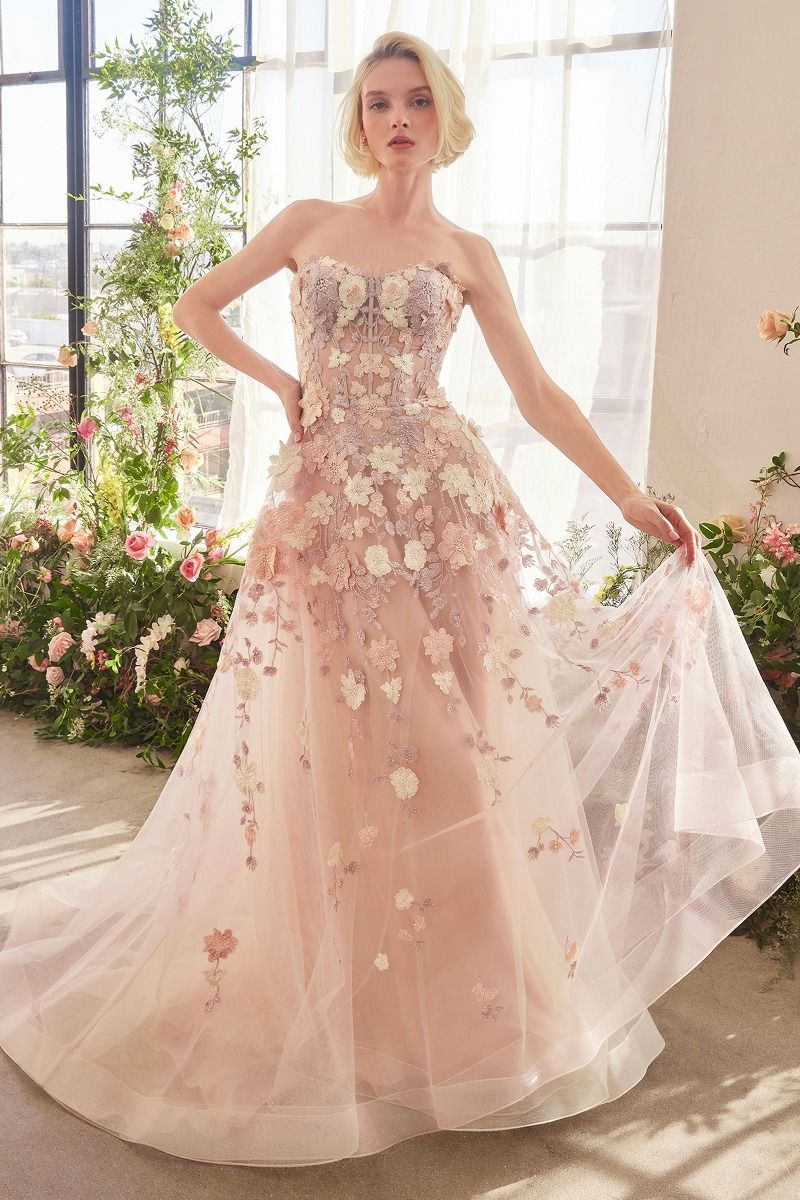 A1453 SPRING FLORAL APPLIQUÉ A- GOWN Andrea & Leo