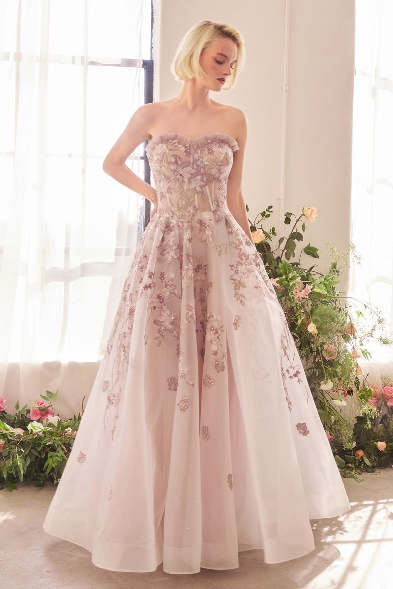 A1455 ROMANCE EMBROIDERY A- CORSET GOWN Andrea & Leo