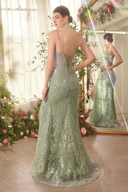 A1470 CRYSTAL NECKLINE BEADED GOWN Andrea & Leo