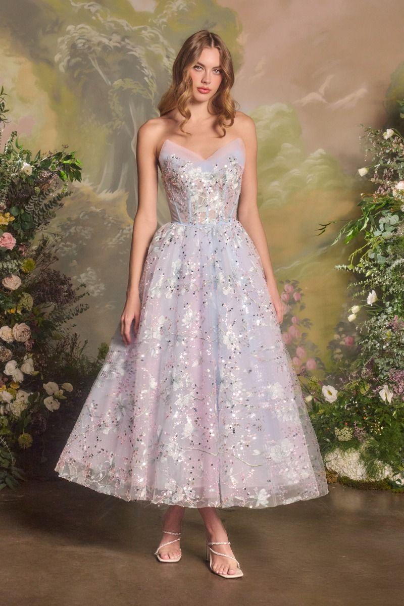 A1485 Mizza Tea Length Ball Gown Andrea & Leo