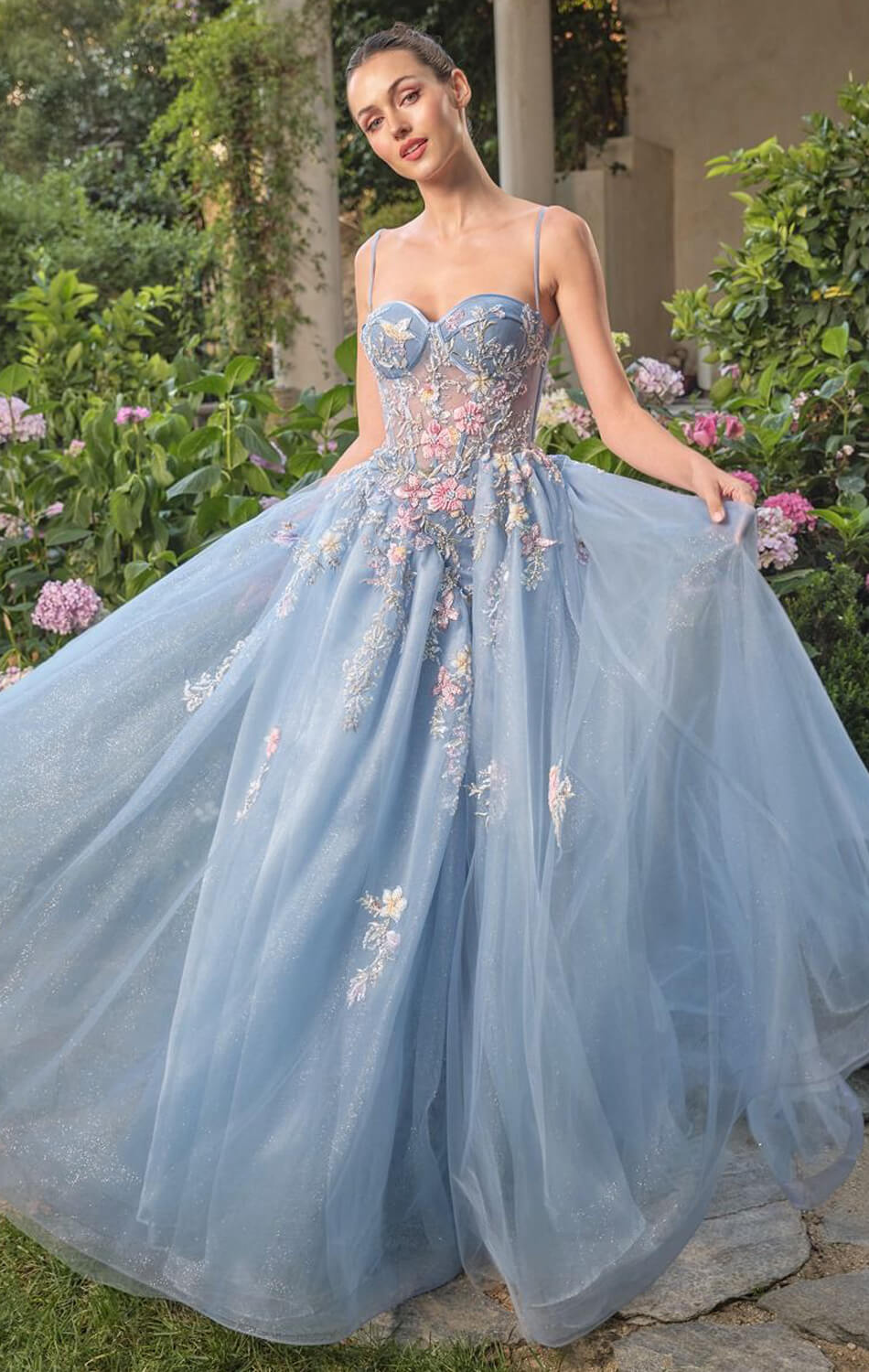A1490 Beaded Bellflower Bustier Ball Gown Andrea & Leo