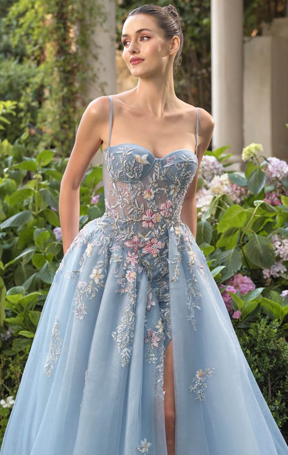 A1490 Beaded Bellflower Bustier Ball Gown Andrea & Leo