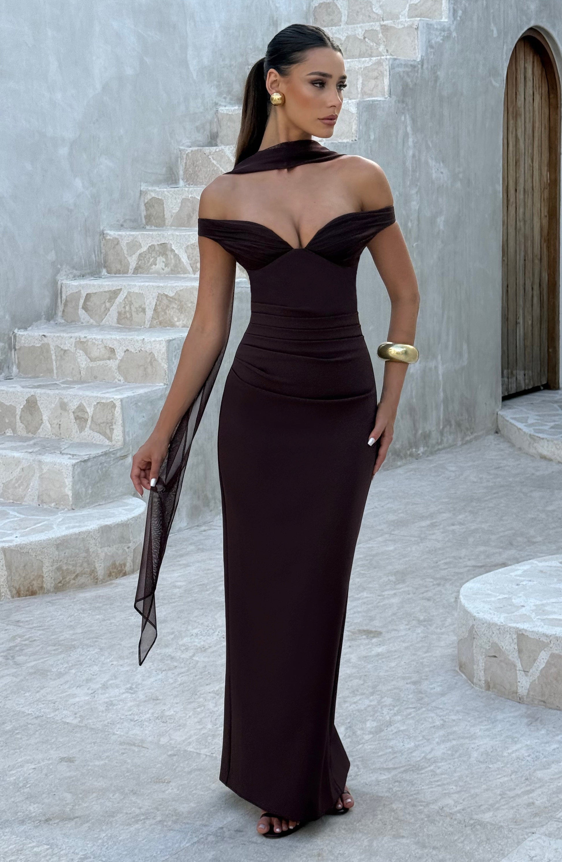 Abigail Maxi Dress Plum Brown