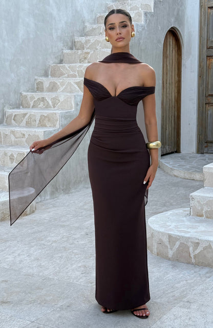 Abigail Maxi Dress Plum Brown