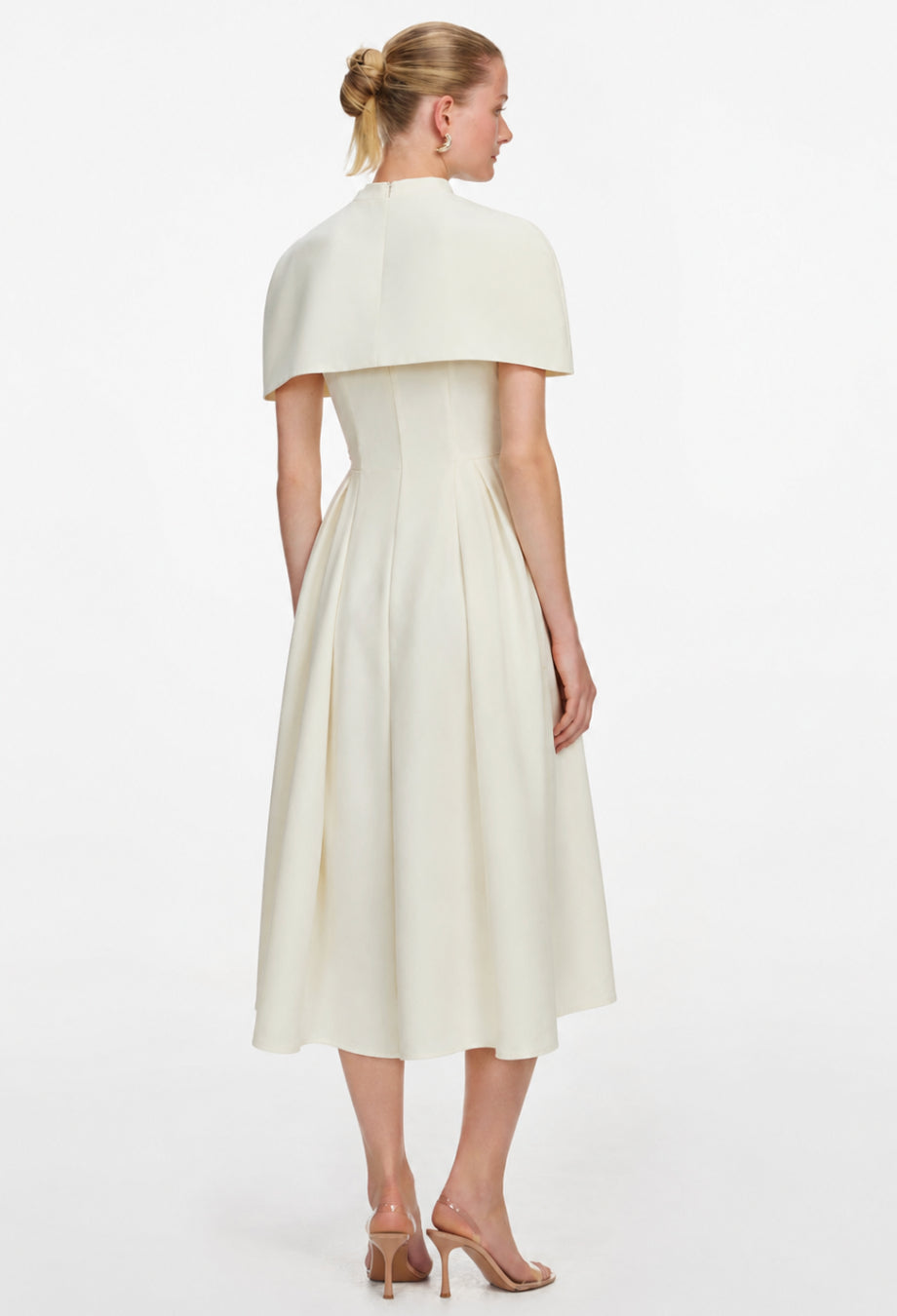 Adelphia Cream Formal Midi Dress with Shawl