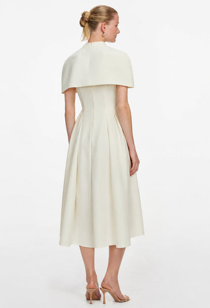 Adelphia Cream Formal Midi Dress with Shawl