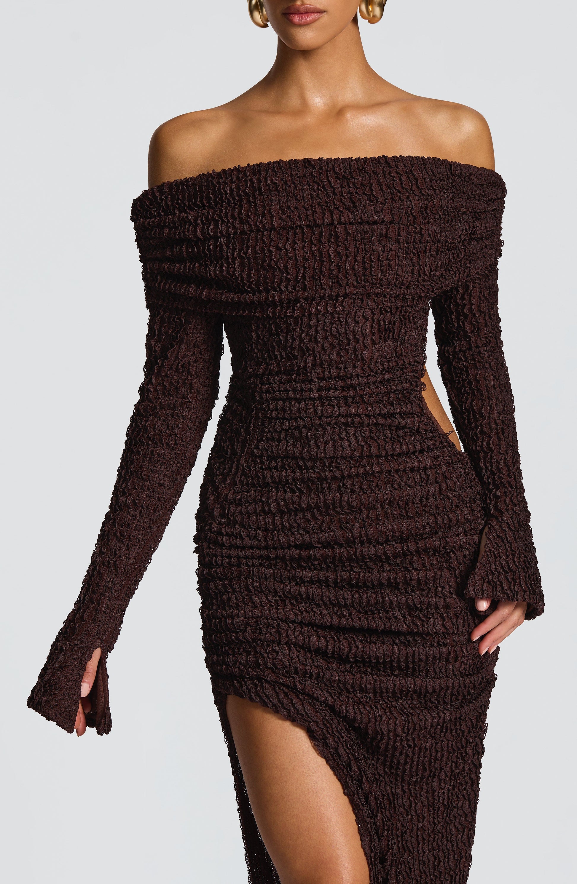 Adelphia Midi Dress Plum Brown