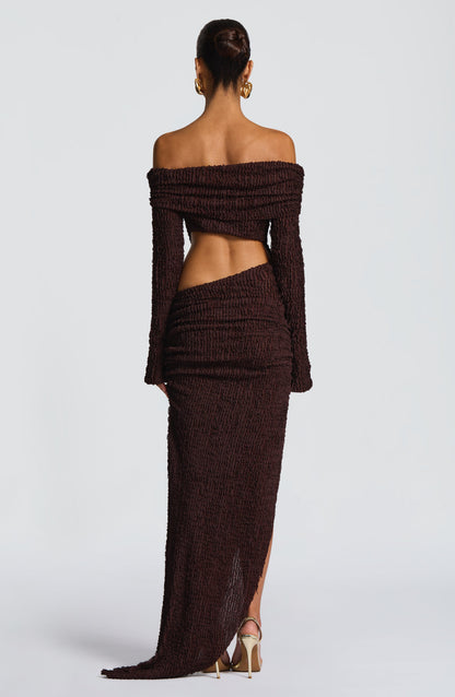 Adelphia Midi Dress Plum Brown