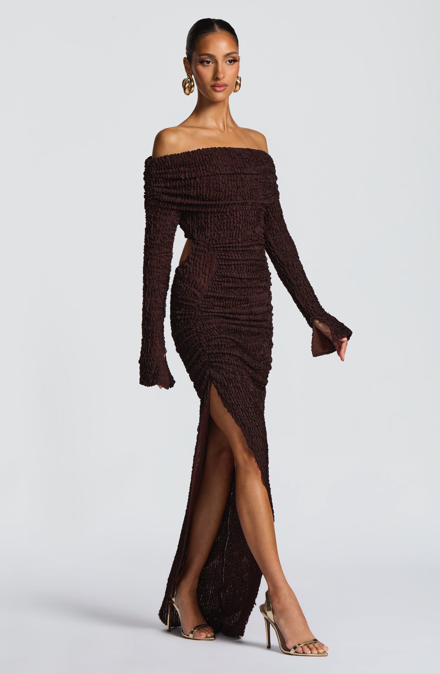 Adelphia Midi Dress Plum Brown