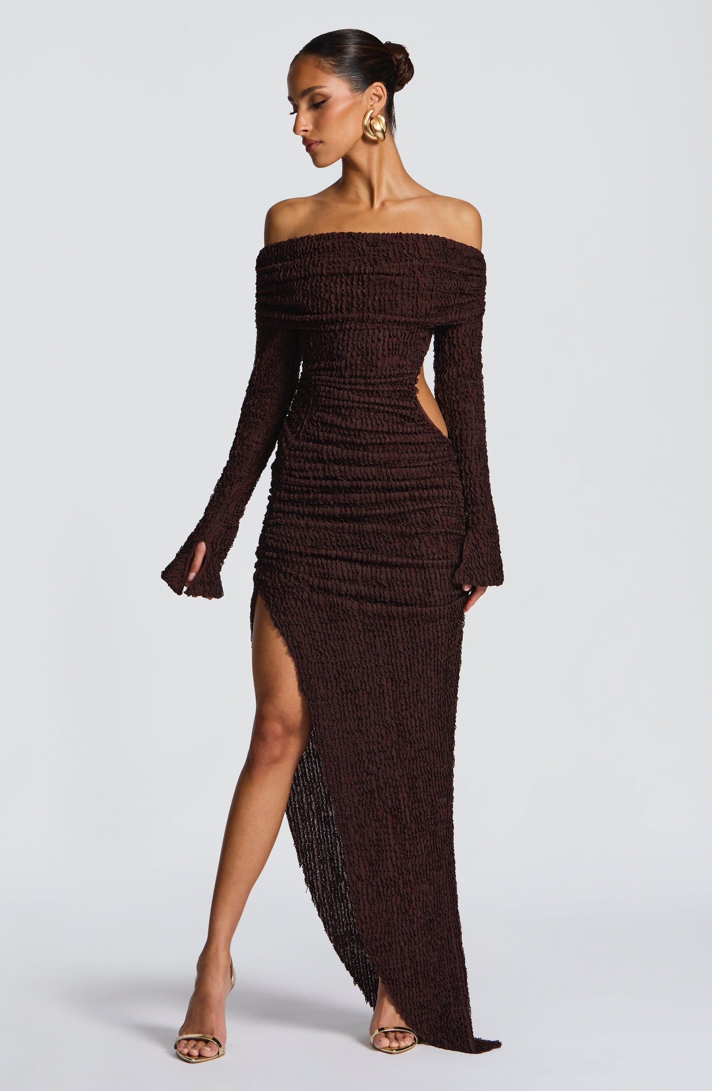 Adelphia Midi Dress Plum Brown