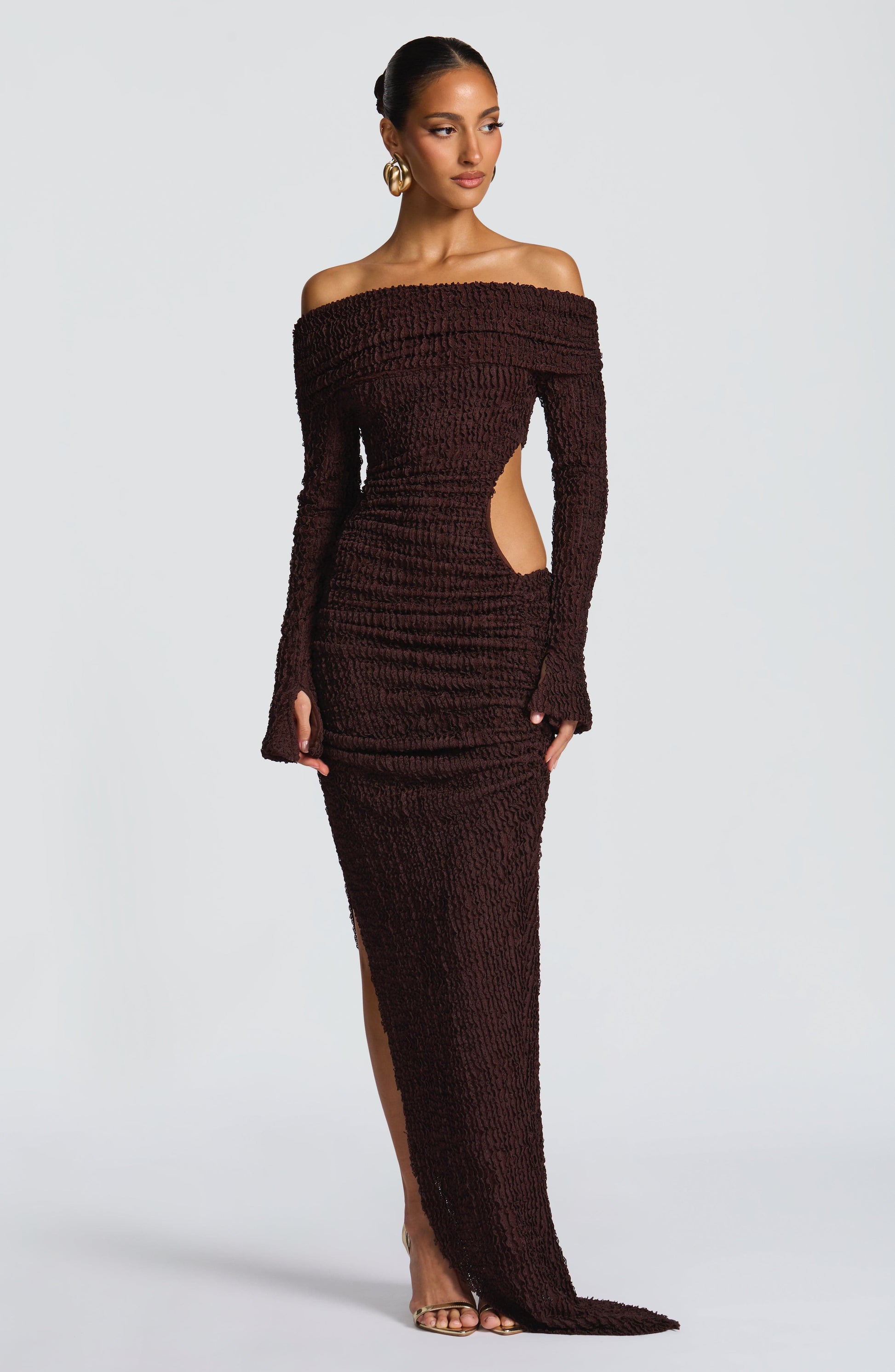 Adelphia Midi Dress Plum Brown