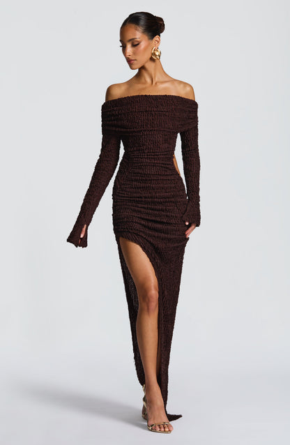 Adelphia Midi Dress Plum Brown