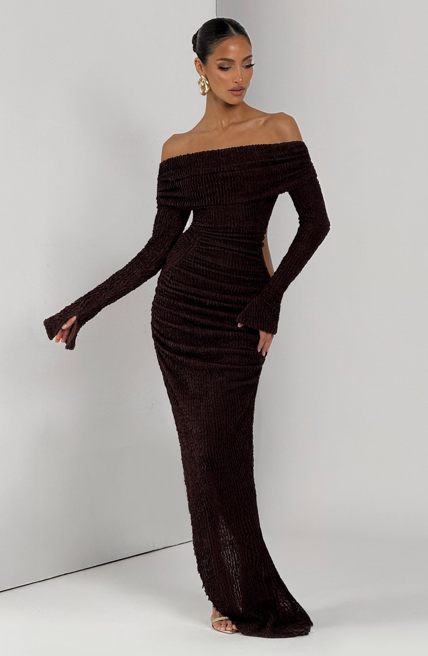 Adelphia Midi Dress Plum Brown