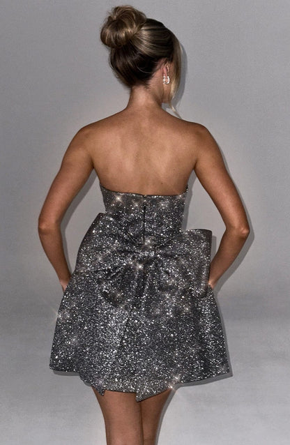 Alice Mini Dress Grey Sparkle
