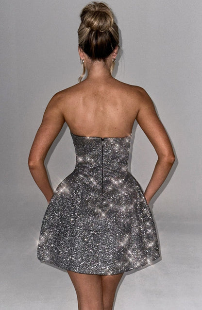 Alice Mini Dress Grey Sparkle