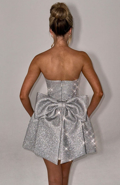 Alice Mini Dress Silver Sparkle