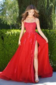 Alisha Gown Red Tulle A- Dress With Open Back