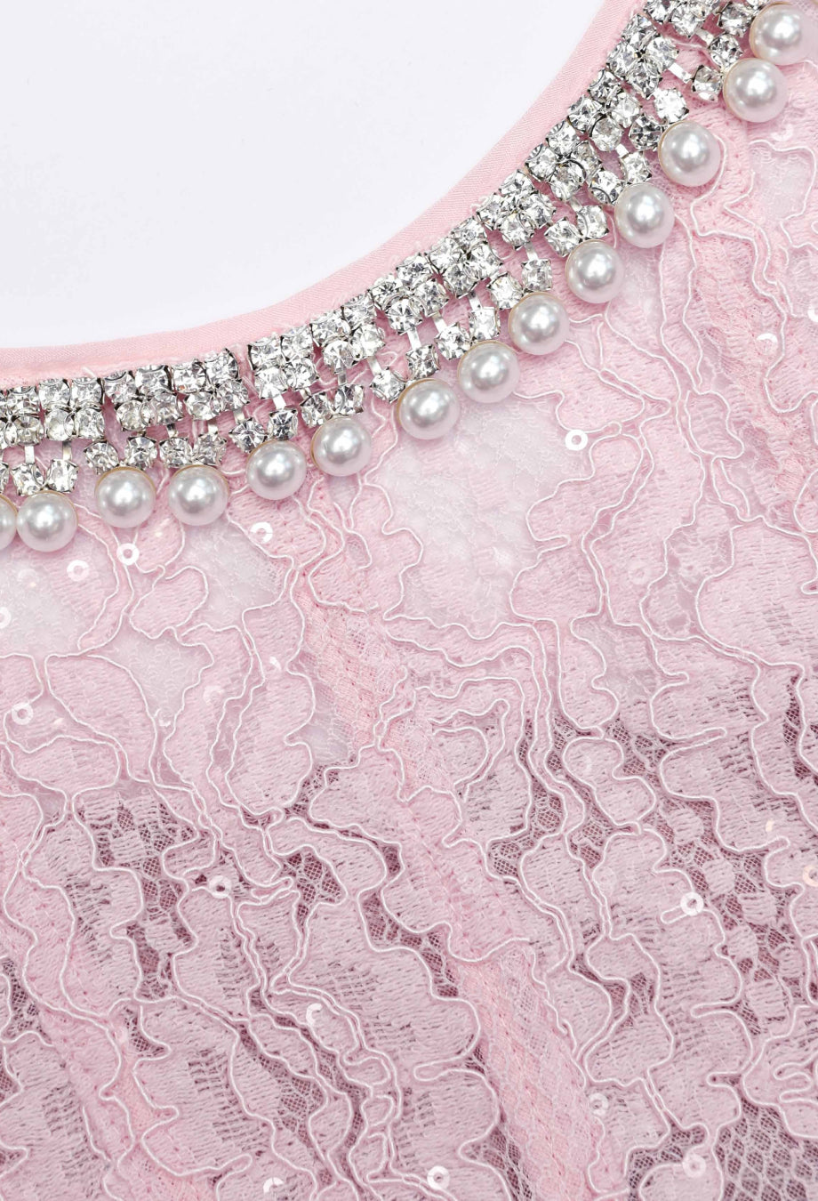 Amity Lace Embellished Midi Dress Pink