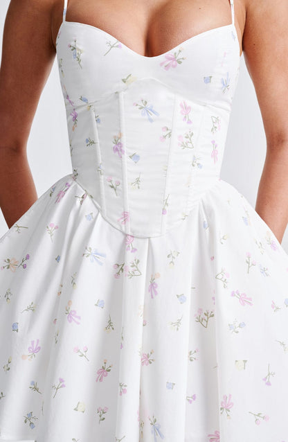 Analeigh Mini Dress White Multi Floral Print