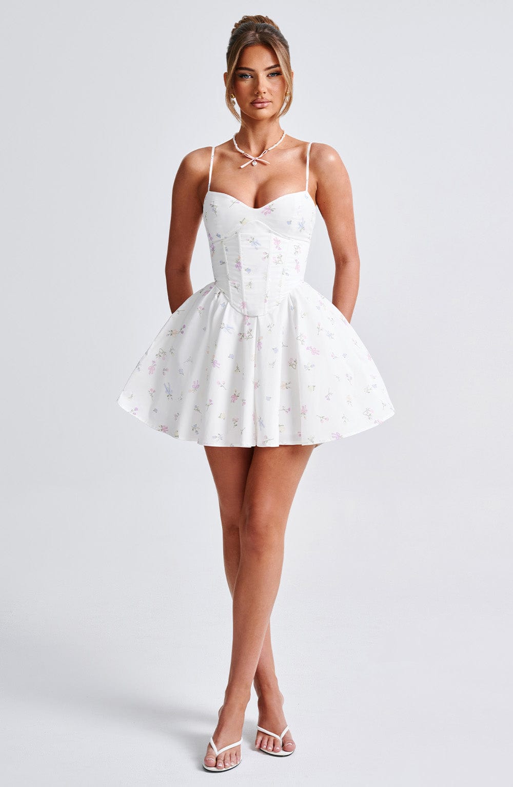 Analeigh Mini Dress White Multi Floral Print