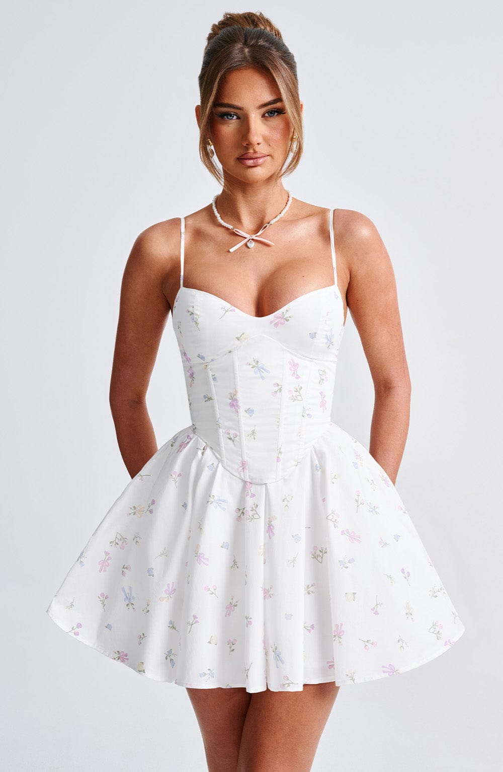 Analeigh Mini Dress White Multi Floral Print