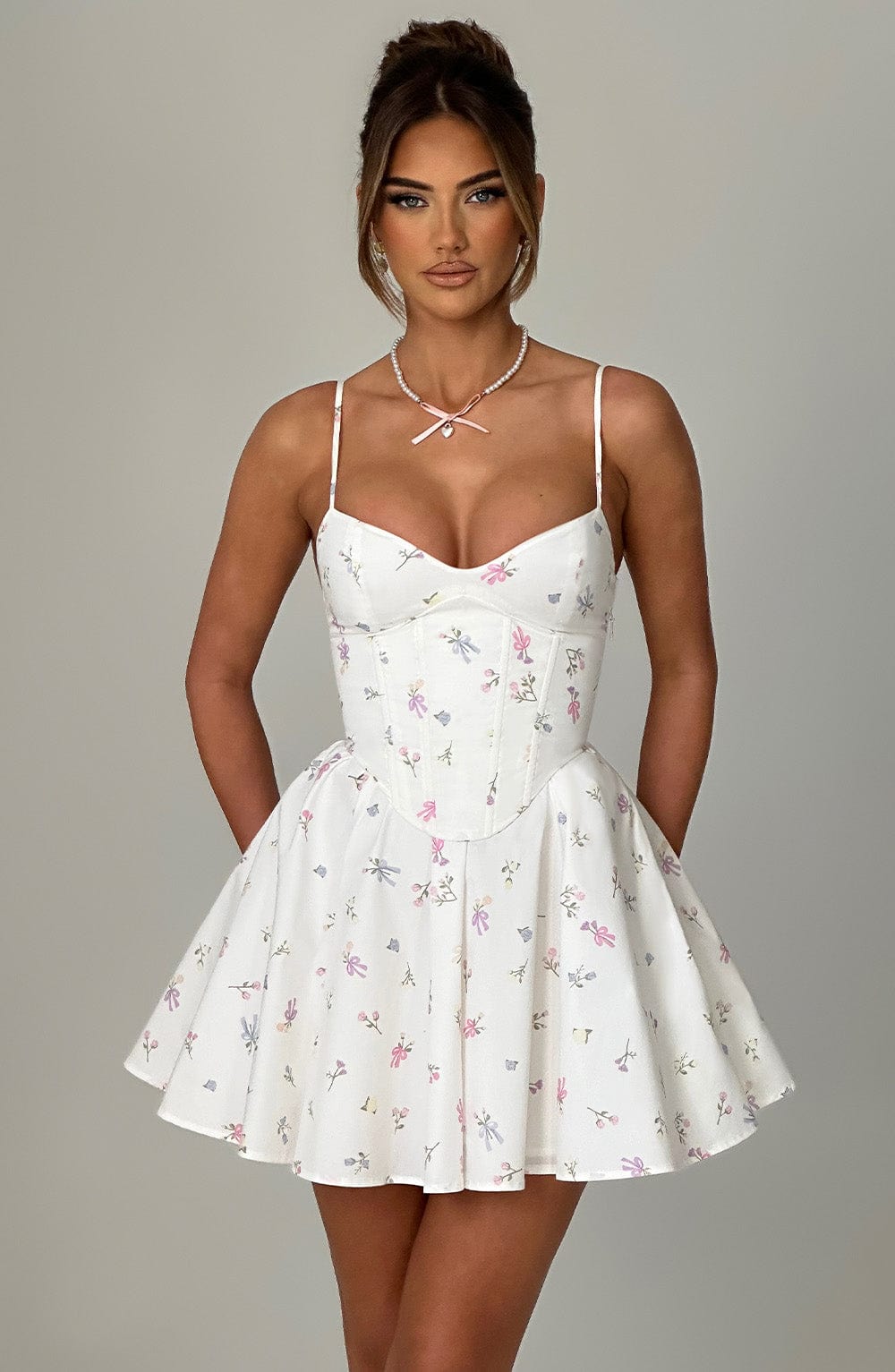 Analeigh Mini Dress White Multi Floral Print