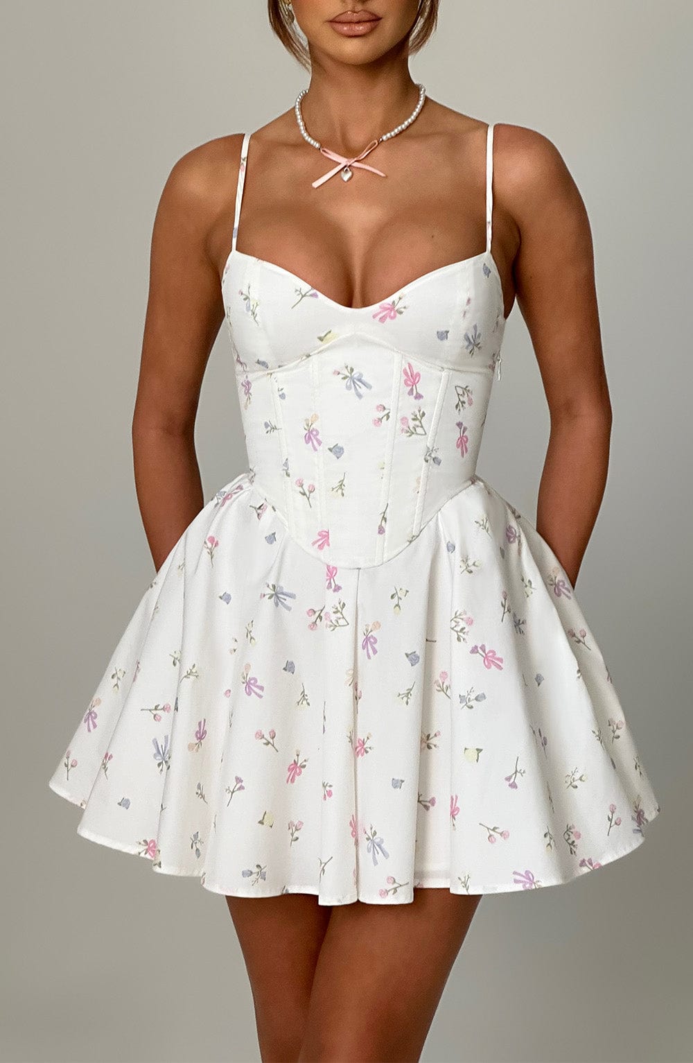 Analeigh Mini Dress White Multi Floral Print