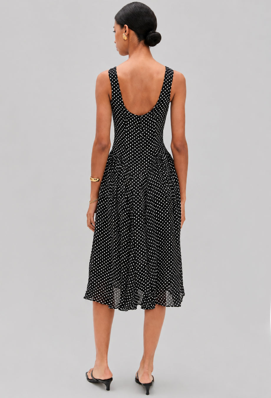 Anelis Polka Dot Midi Dress Black