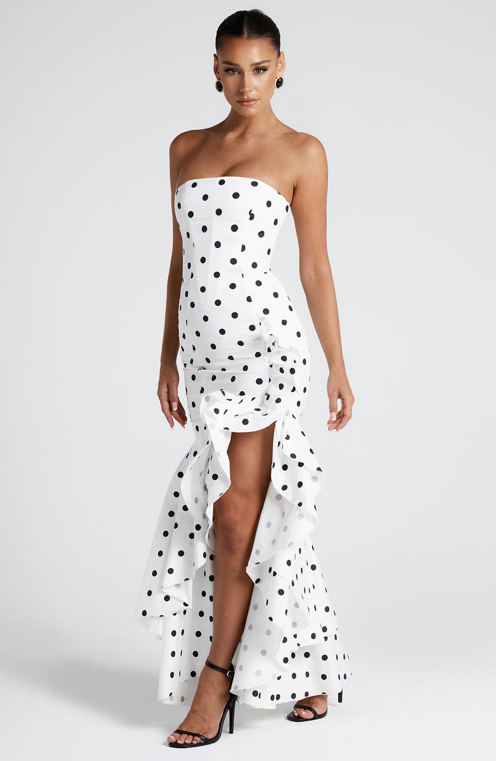 Angelina Maxi Dress Black Polka Dot Print