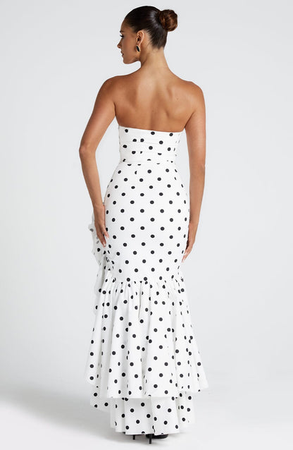 Angelina Maxi Dress Black Polka Dot Print