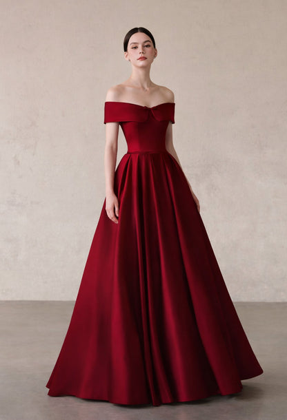 Angelina Off-Shoulder Maxi Dress Burgundy