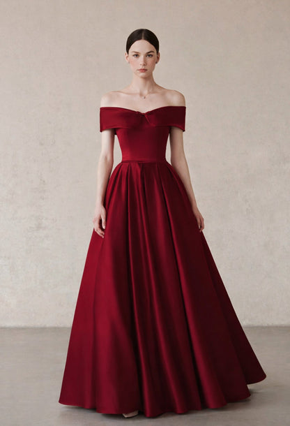 Angelina Off-Shoulder Maxi Dress Burgundy