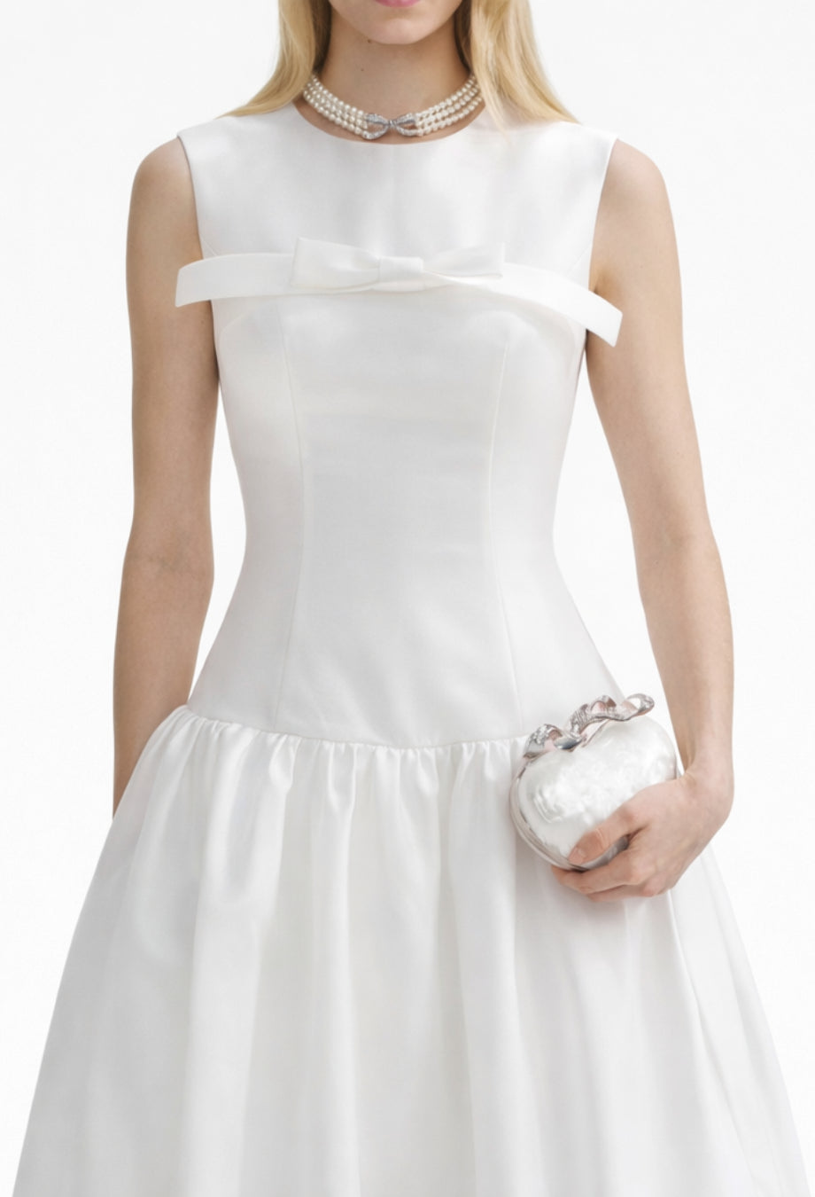 Antonie Midi Dress With Bow White