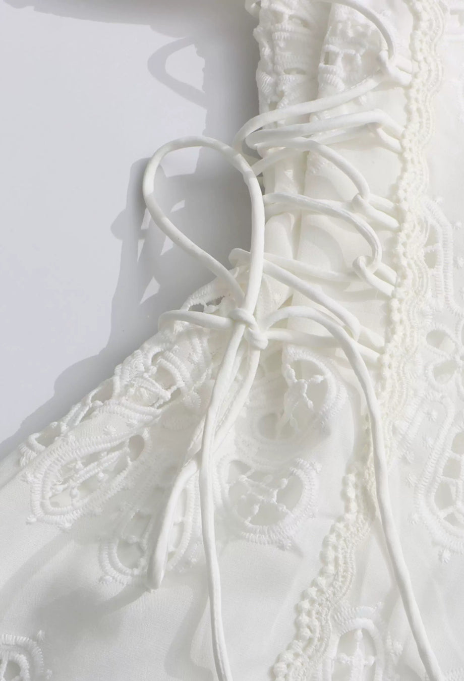 Araminta 3D Floral Broderie Anglaise Midi Dress White