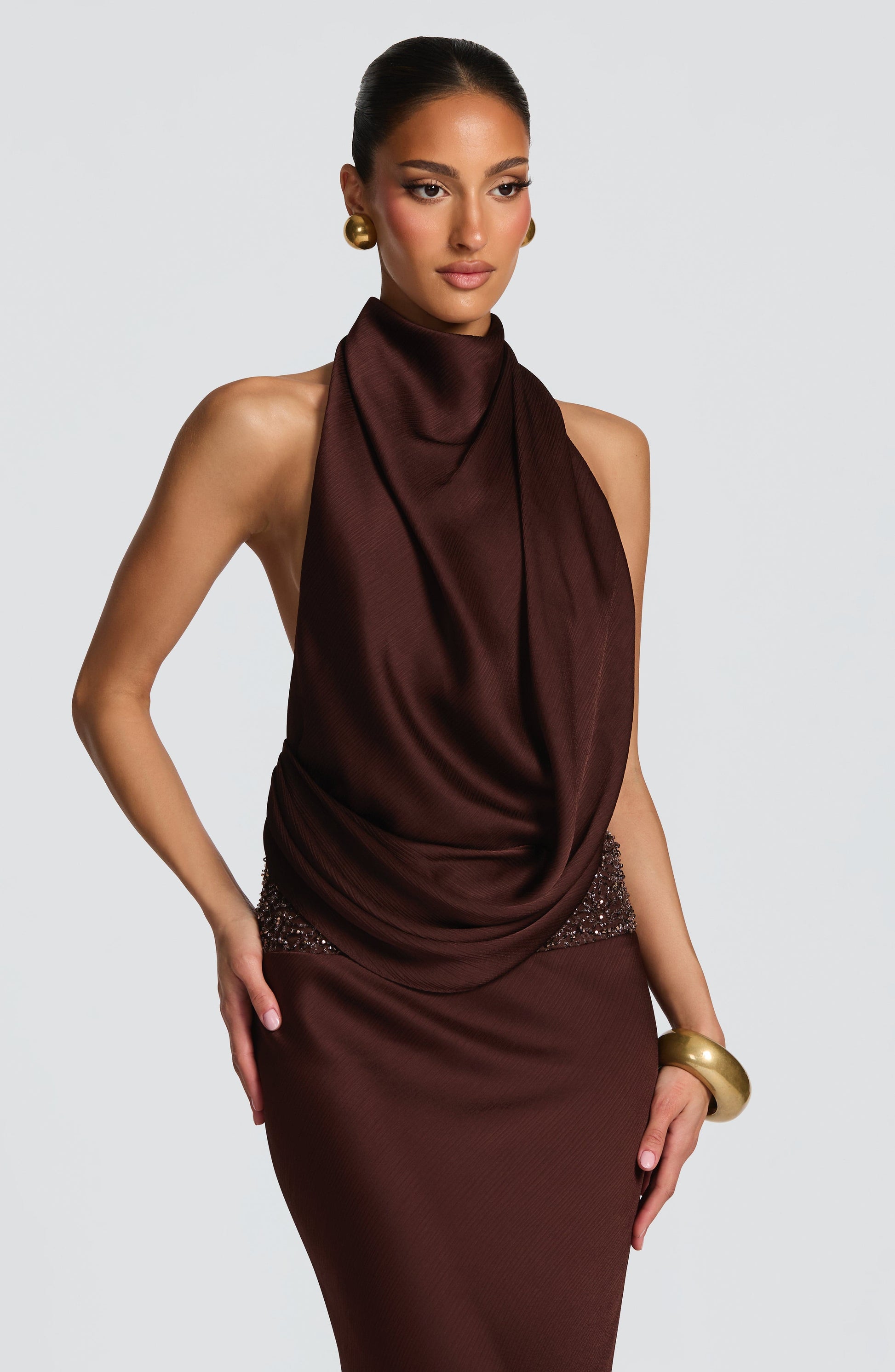 Armelle Maxi Dress Plum Brown