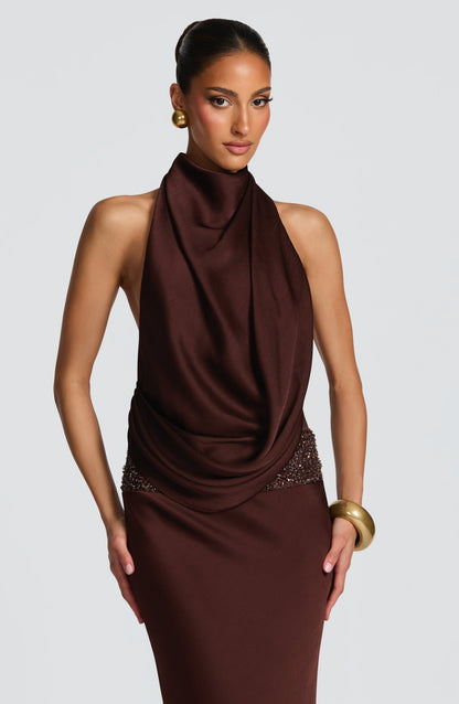 Armelle Maxi Dress Plum Brown