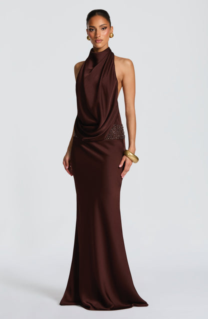 Armelle Maxi Dress Plum Brown