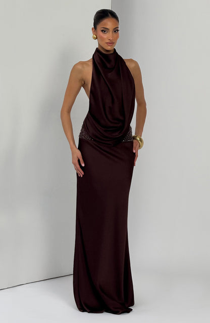 Armelle Maxi Dress Plum Brown