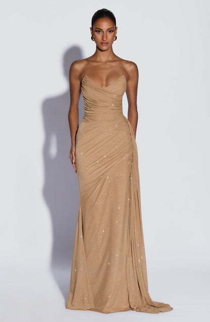 Ashika Maxi Dress Gold Sparkle