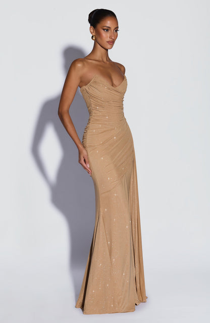 Ashika Maxi Dress Gold Sparkle