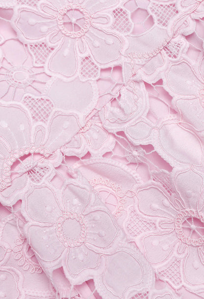 Athenea Embroidered Floral Lace Mini Dress Pink