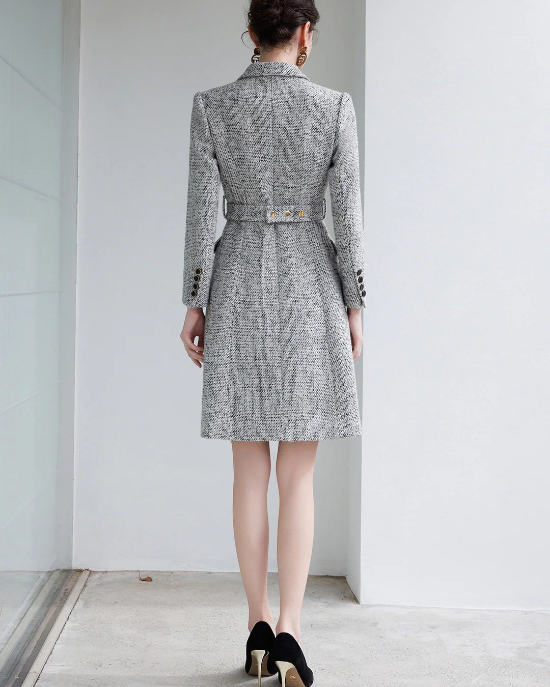 Aubrey Long Sleeve Midi Dress Gray