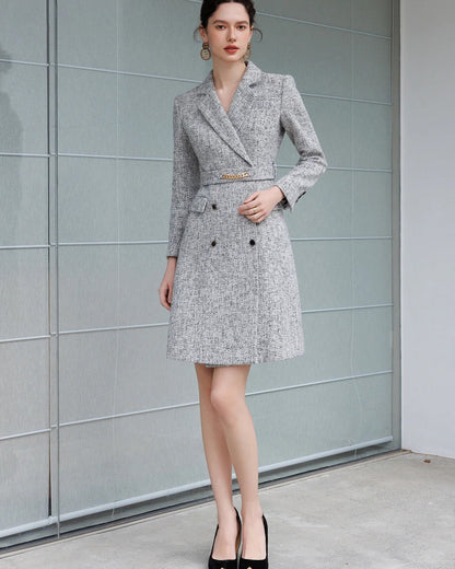Aubrey Long Sleeve Midi Dress Gray