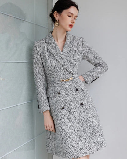 Aubrey Long Sleeve Midi Dress Gray